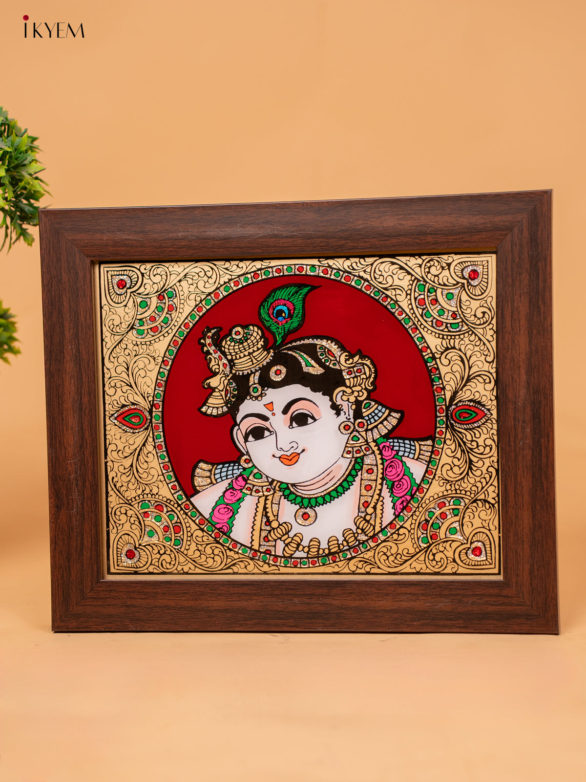 Reverse Glass Painted Photo Frame Baby Krishna - (10x12) -KC04127