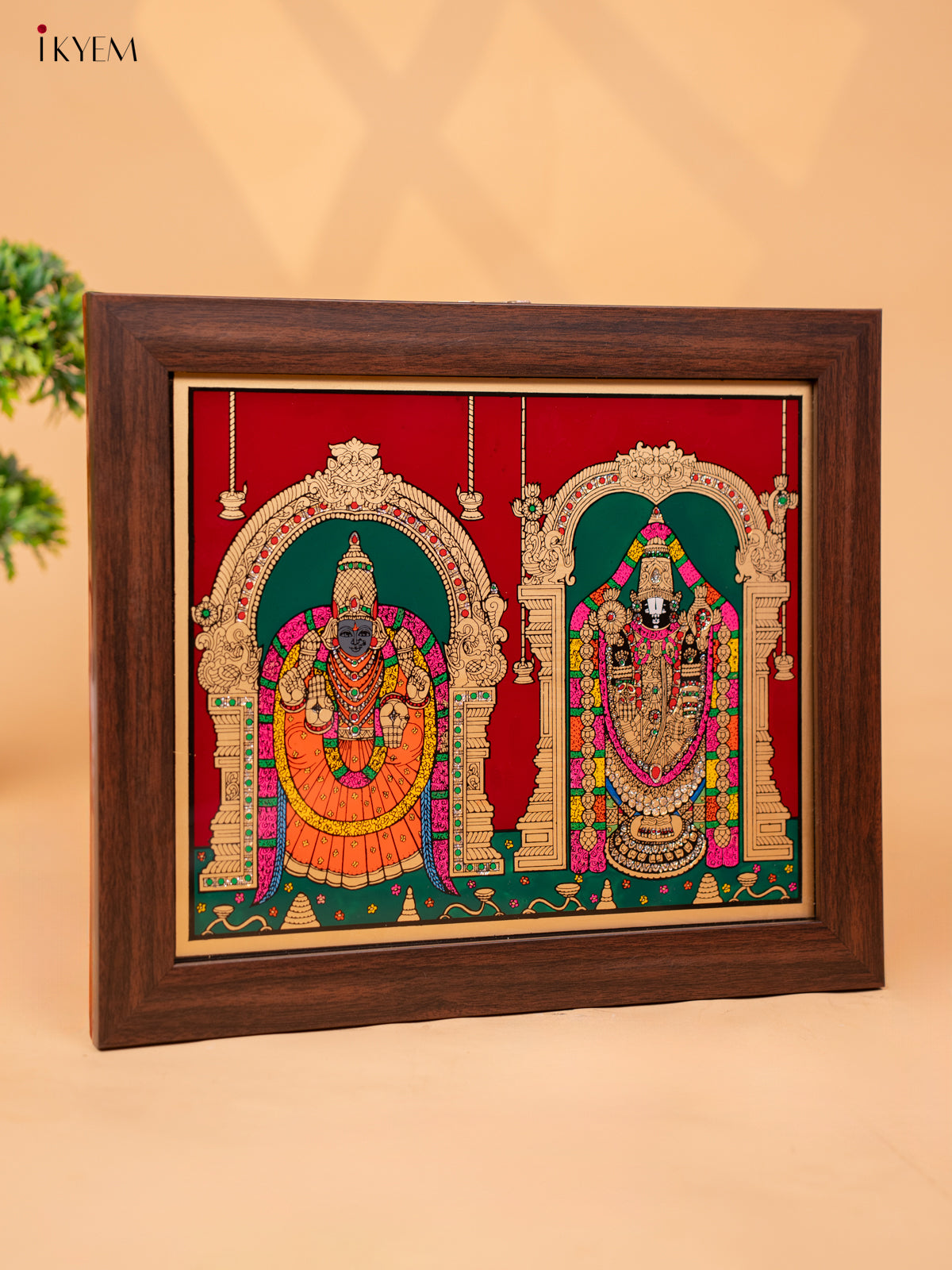 Reverse Glass Painted Photo Frame Balaji Padmavathi - (14x12) - KC04129