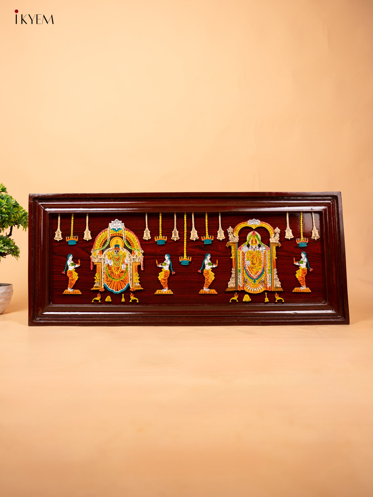 Mysore Rosewood Inlay 3D Panel - Balaji and Padmavathi - KC04134