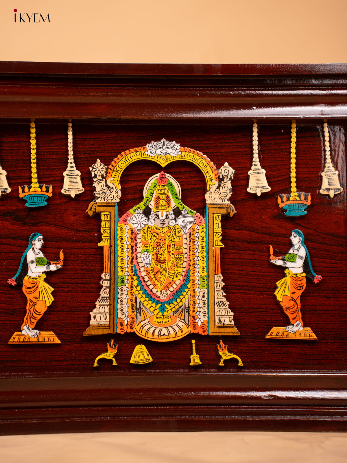 Mysore Rosewood Inlay 3D Panel - Balaji and Padmavathi - KC04134