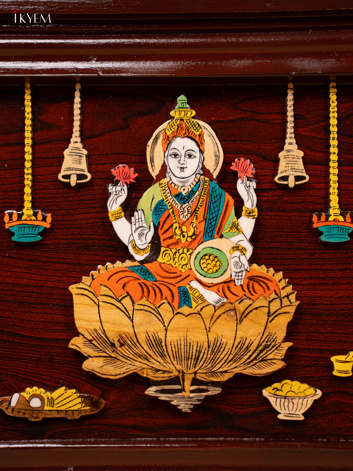 Mysore Rosewood Inlay 3D Panel - Lakshmi Ganesha Saraswathi - KC04135