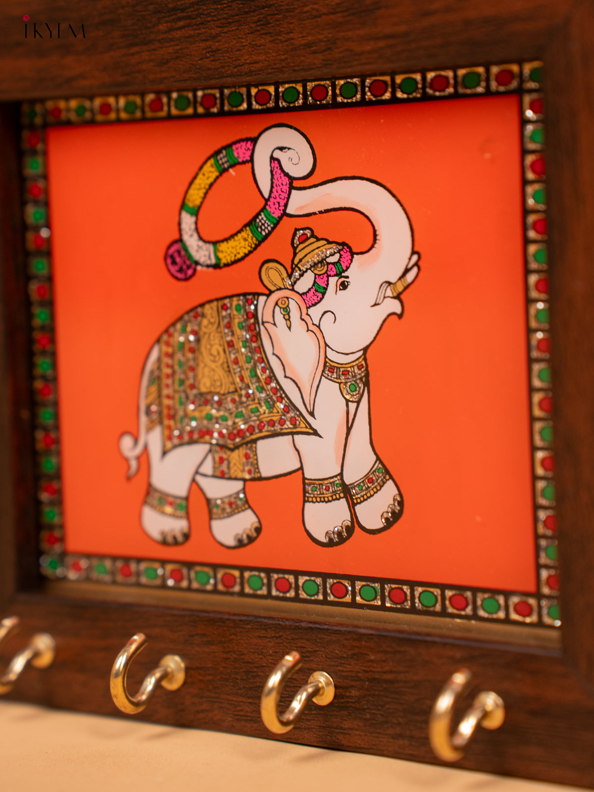 Reverse Glass Painted Keyhanger (5x6) orange ELEPHANT - KC07113