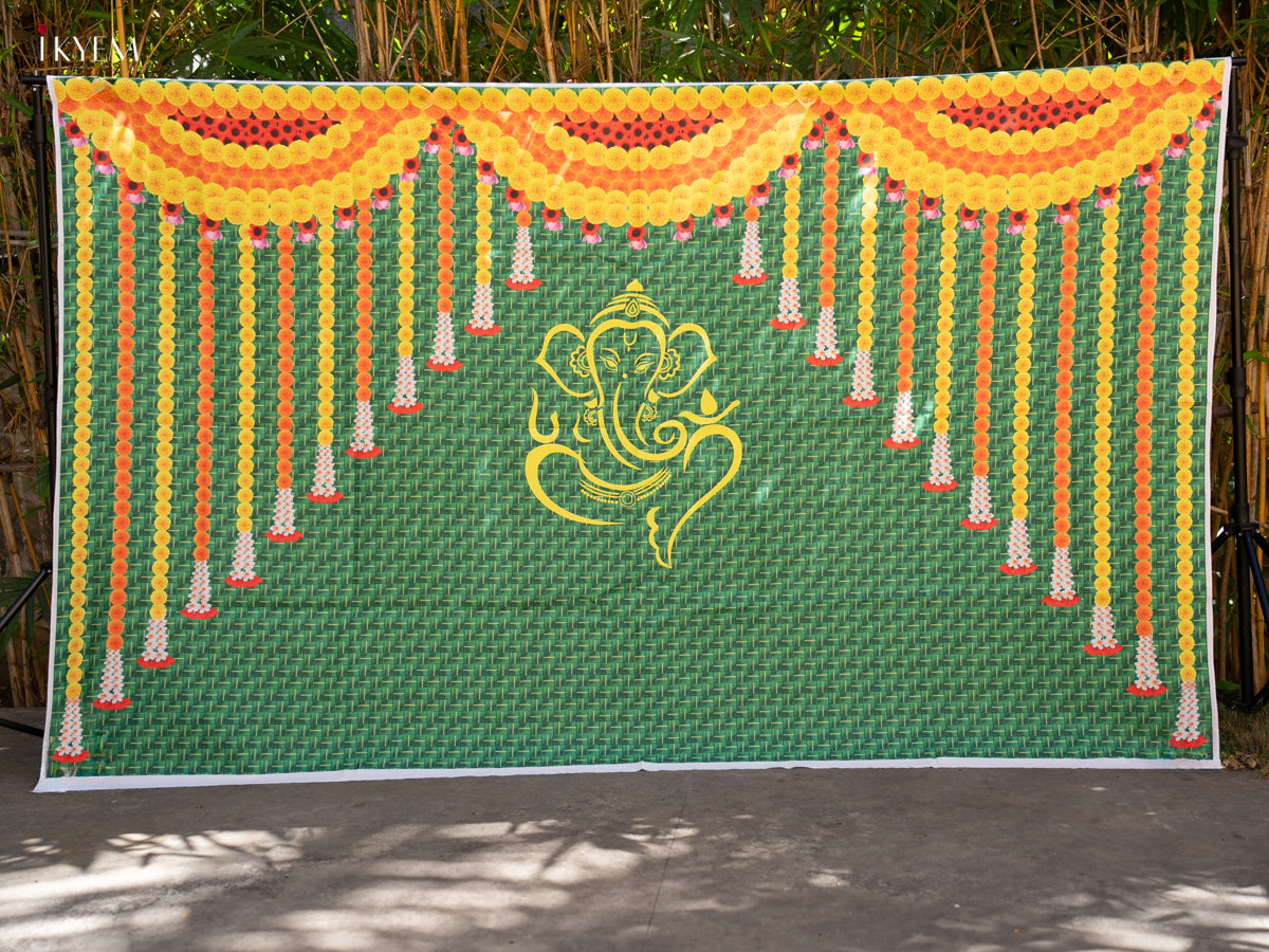 Ganesha Backdrop - Green - (5×8 feet) - KC11127