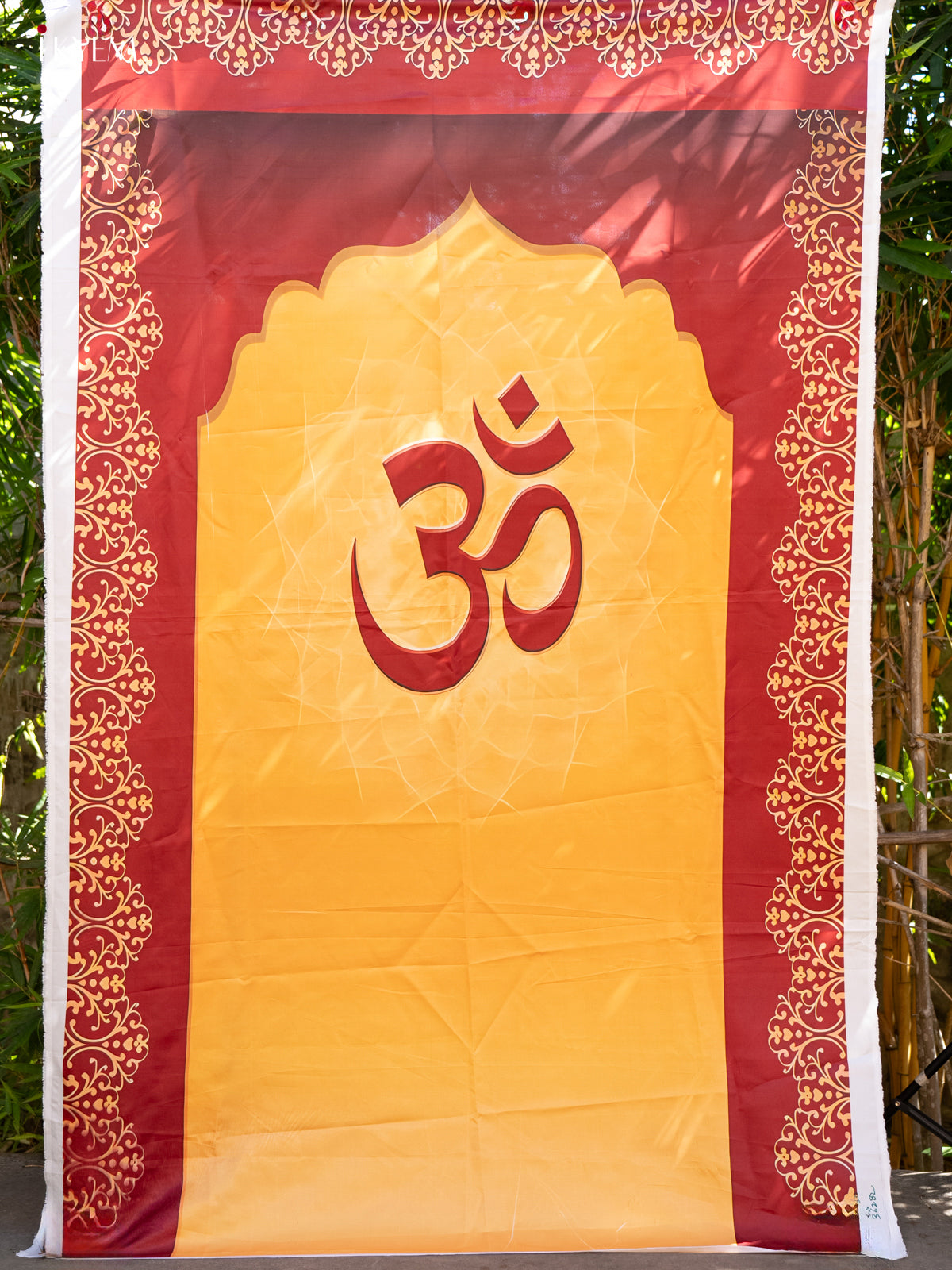 Ganesha Backdrop - yellow with Red- (5×8 feet) - KC11128