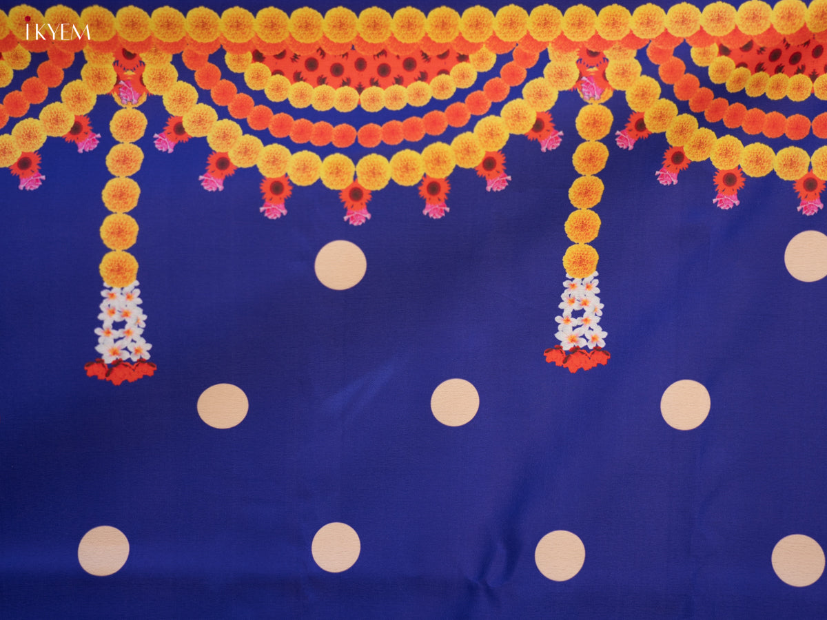 Pichwai Backdrop with Ganesha-yellow with blue - (5×8 feet)- KC11129