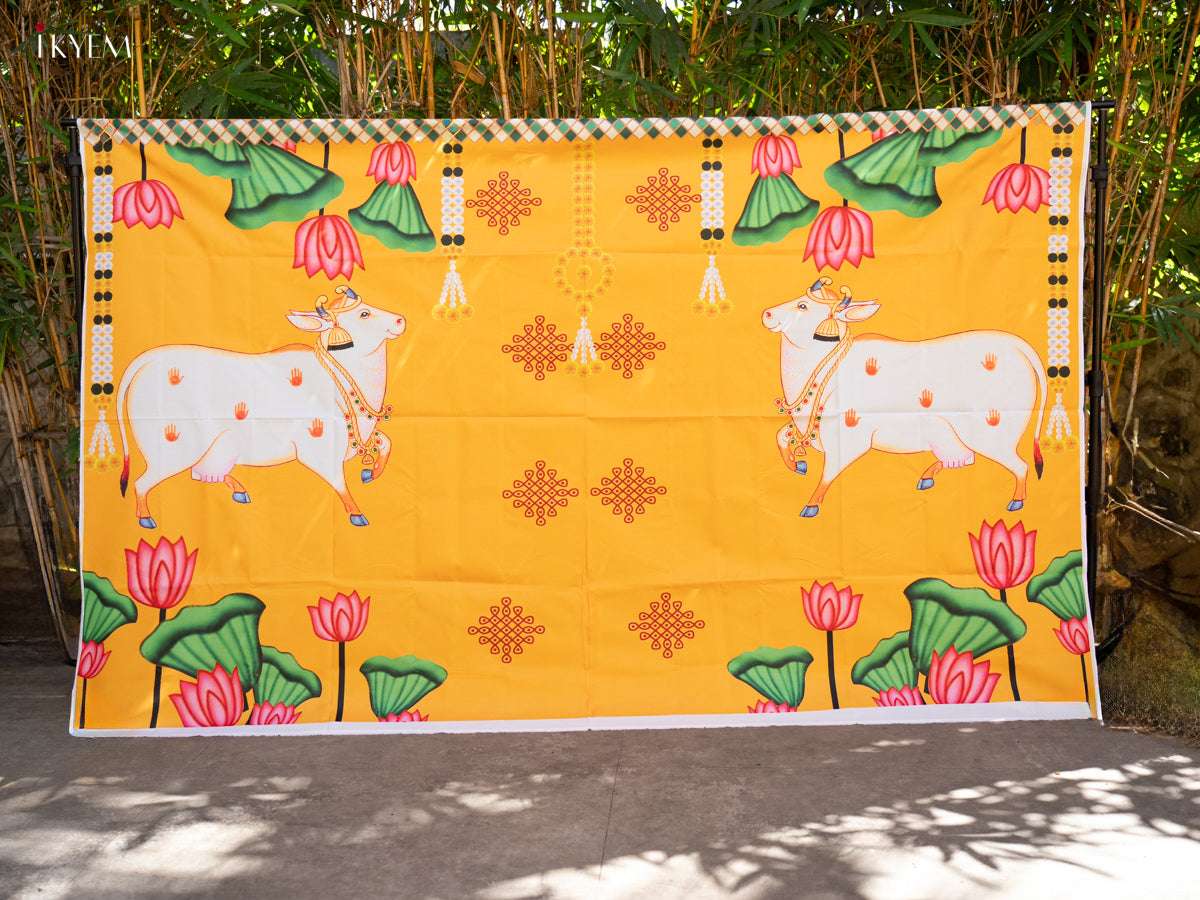 Pichwai Backdrop - Yellow - (5×8 feet)- KC11131