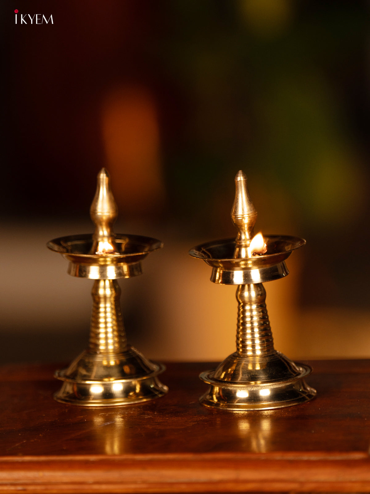 Brass Kerala Diya (set of 2) - 6 inch - KK26123