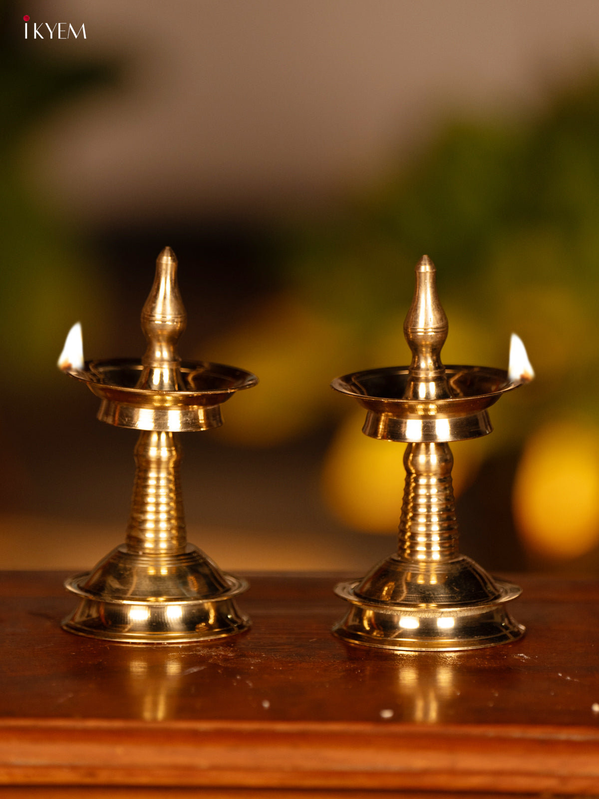 Brass Kerala Diya (set of 2) - 6 inch - KK26123