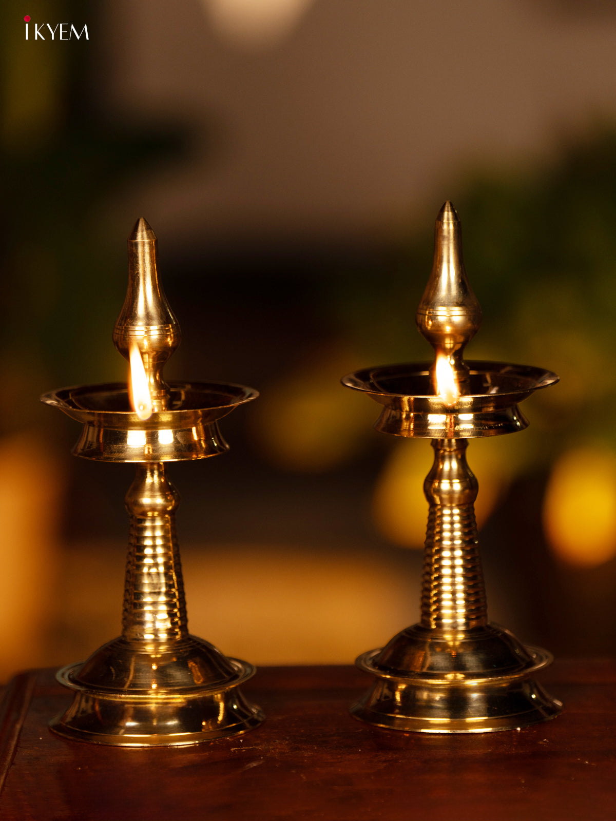 Brass Kerala Diya (set of 2) - 9 inch - KK26124