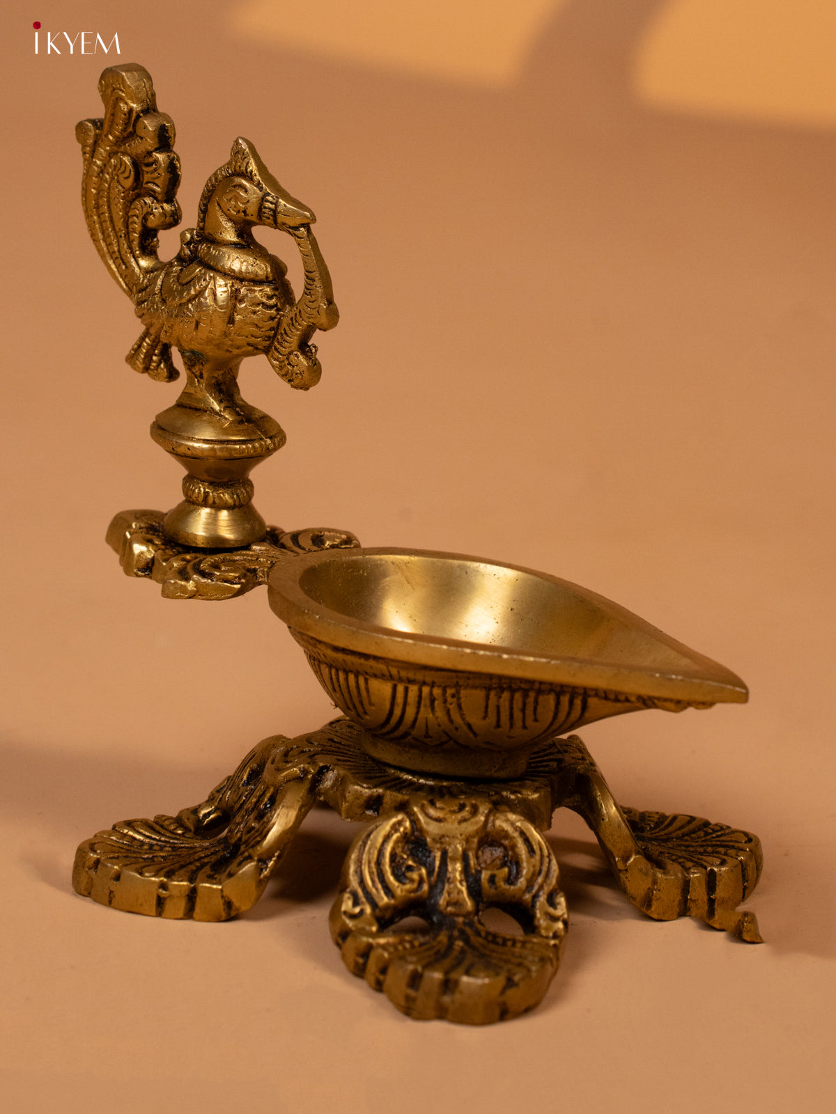 Brass Annapakshi Diya with Engraved Base - KK26142