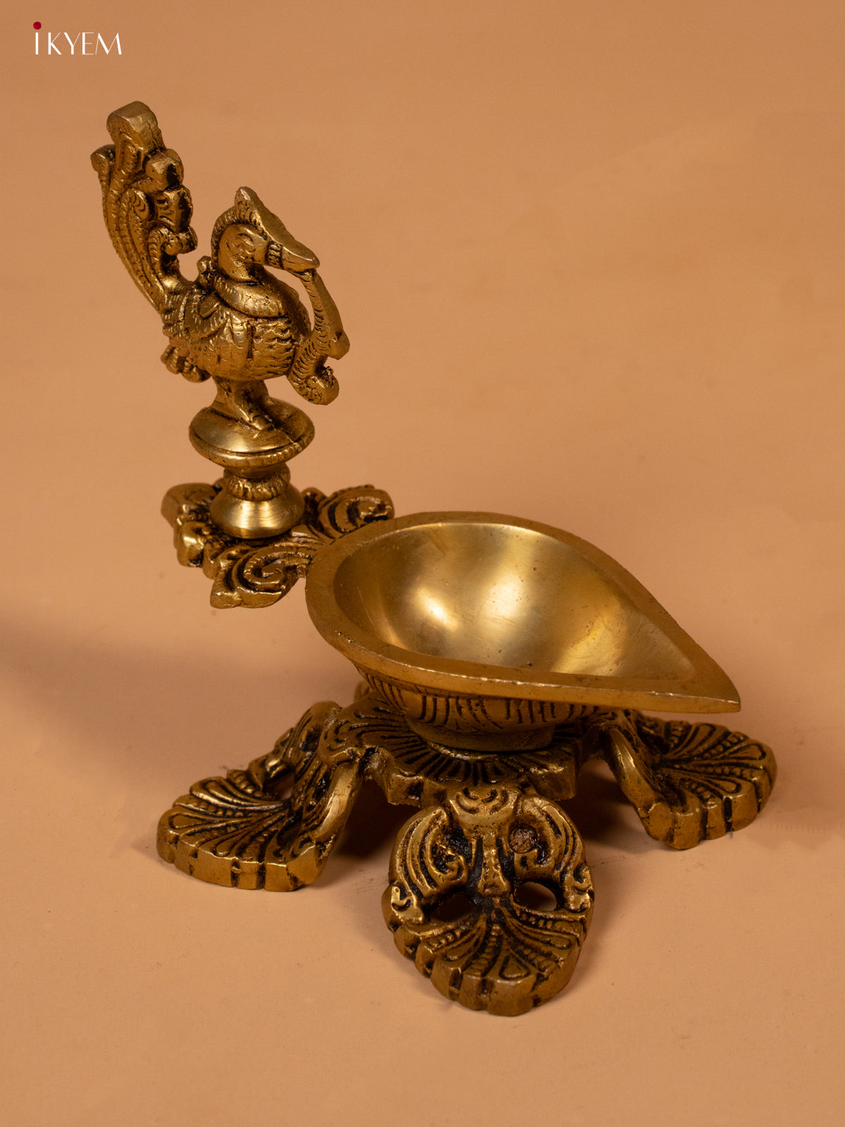 Brass Annapakshi Diya with Engraved Base - KK26142