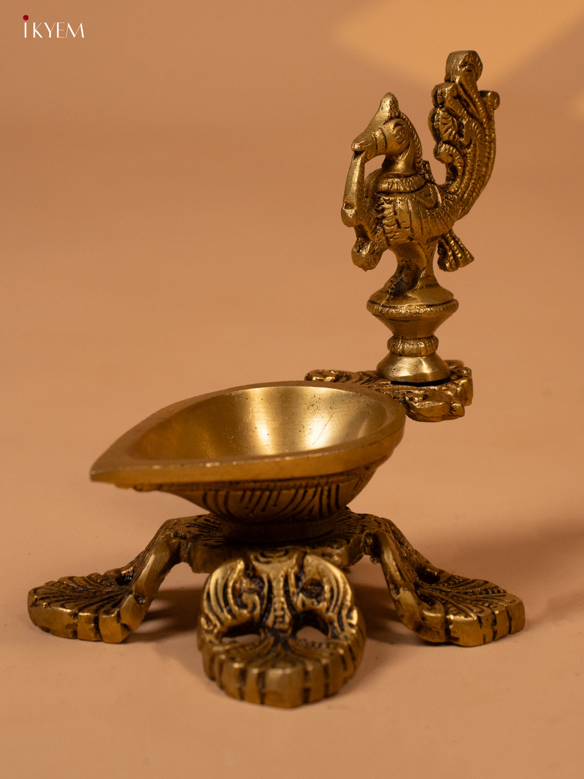 Brass Annapakshi Diya with Engraved Base - KK26142