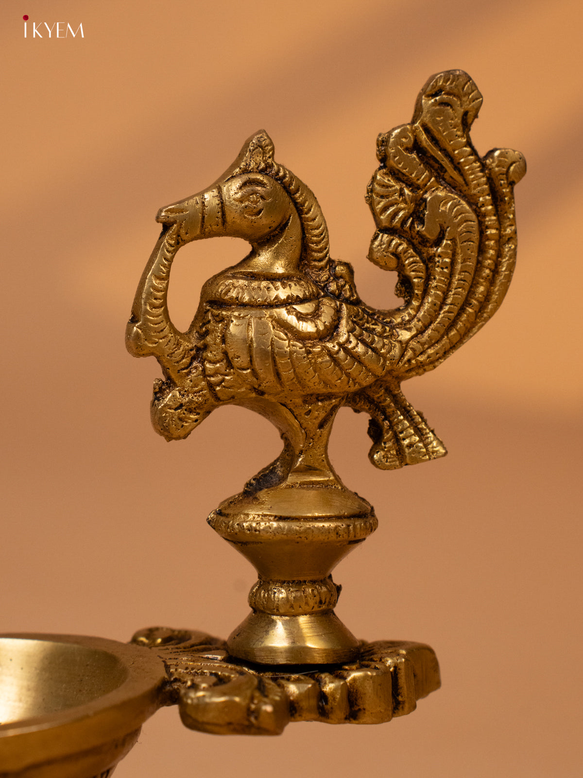 Brass Annapakshi Diya with Engraved Base - KK26142