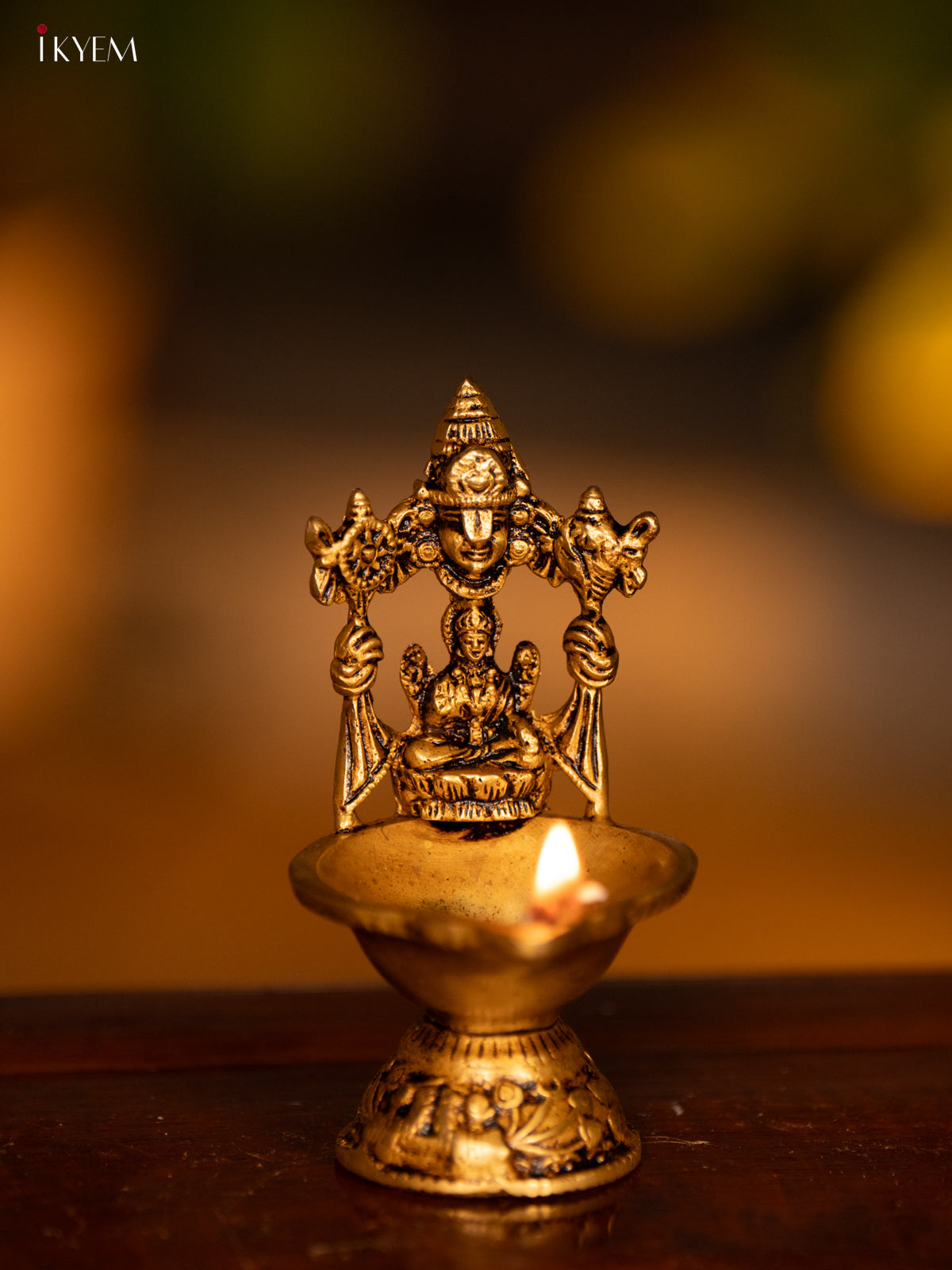 Brass Balaji Diya with Lakshmi - 5 Inch- KK26146