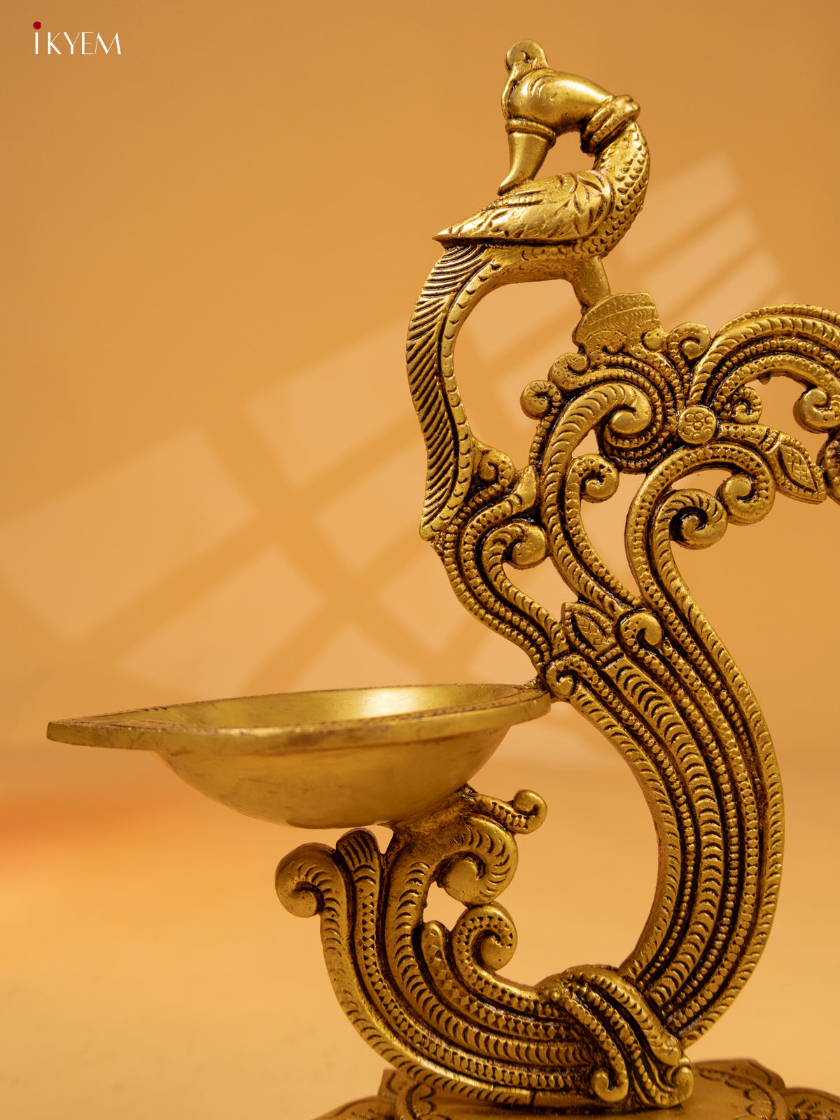 Brass Peacock Diya with Chowki & Bells