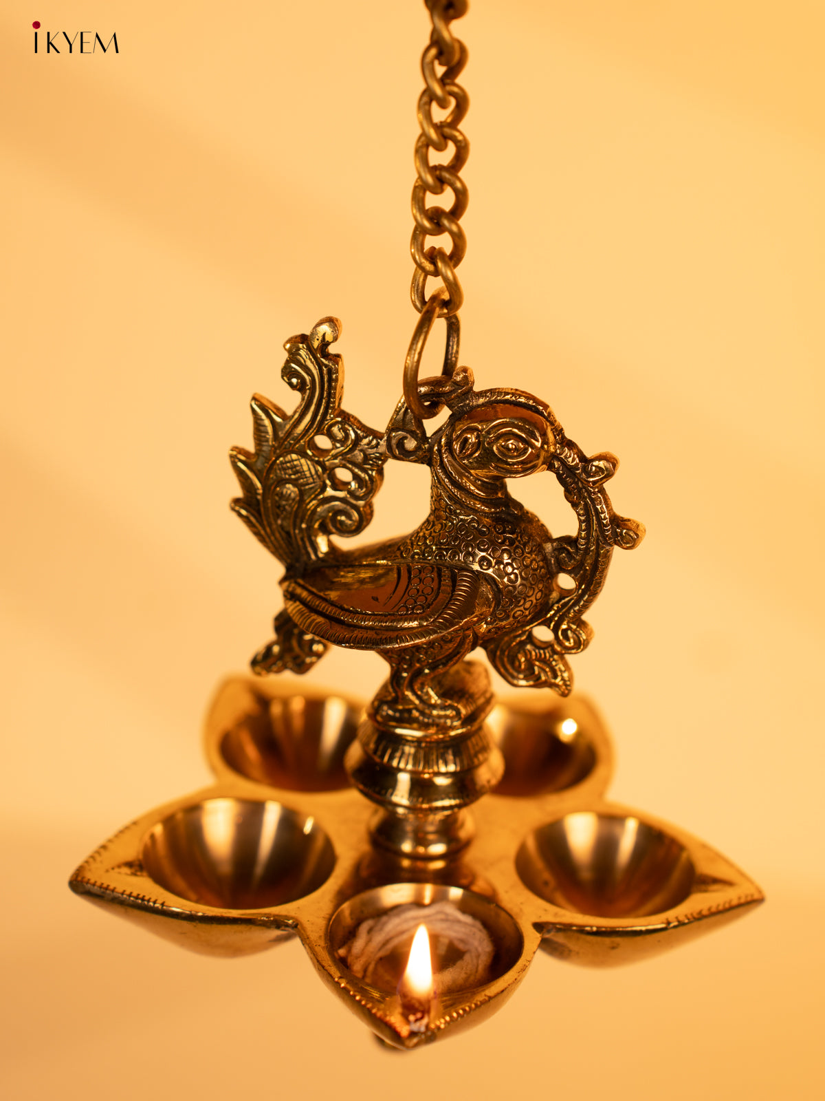 Brass 5-face Annapakshi Hanging Diya - KK26163