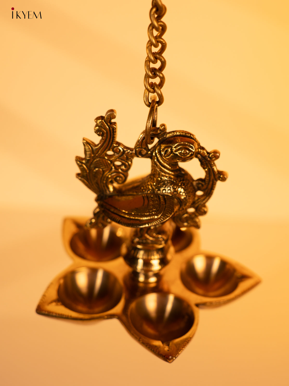 Brass 5-face Annapakshi Hanging Diya - KK26163