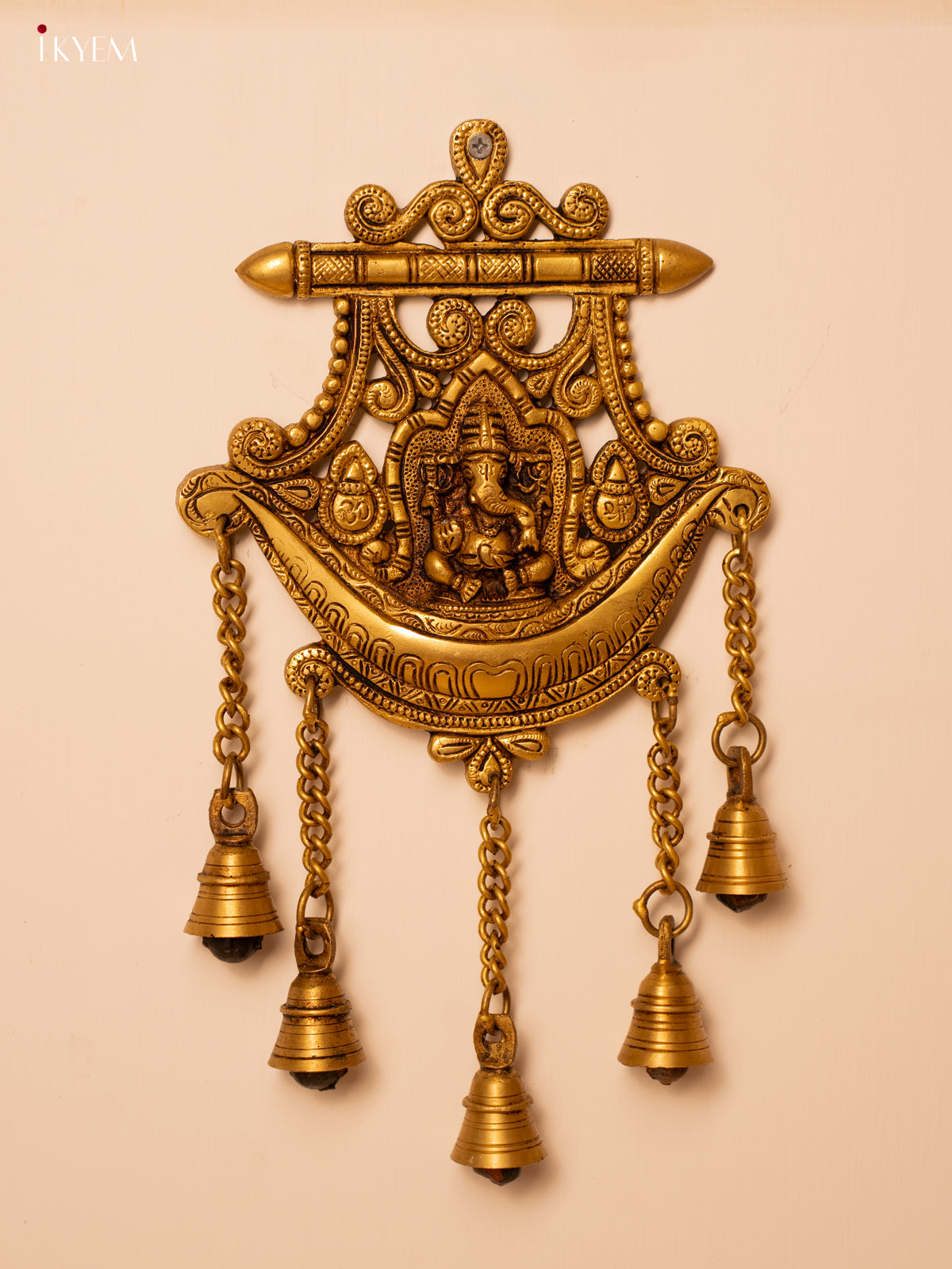 Brass Ganesha Wall Hanging with Bells - KK26165