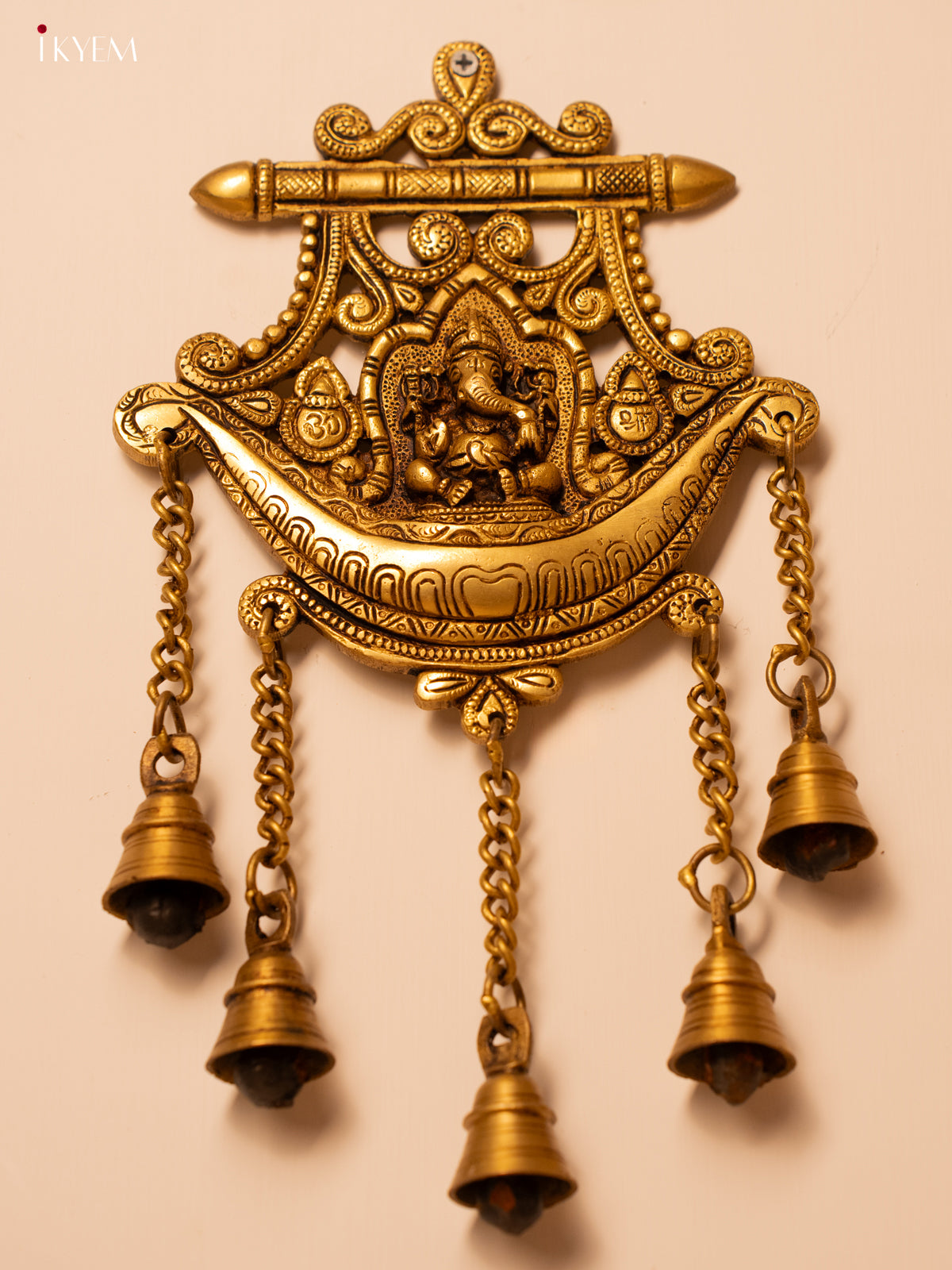 Brass Ganesha Wall Hanging with Bells - KK26165