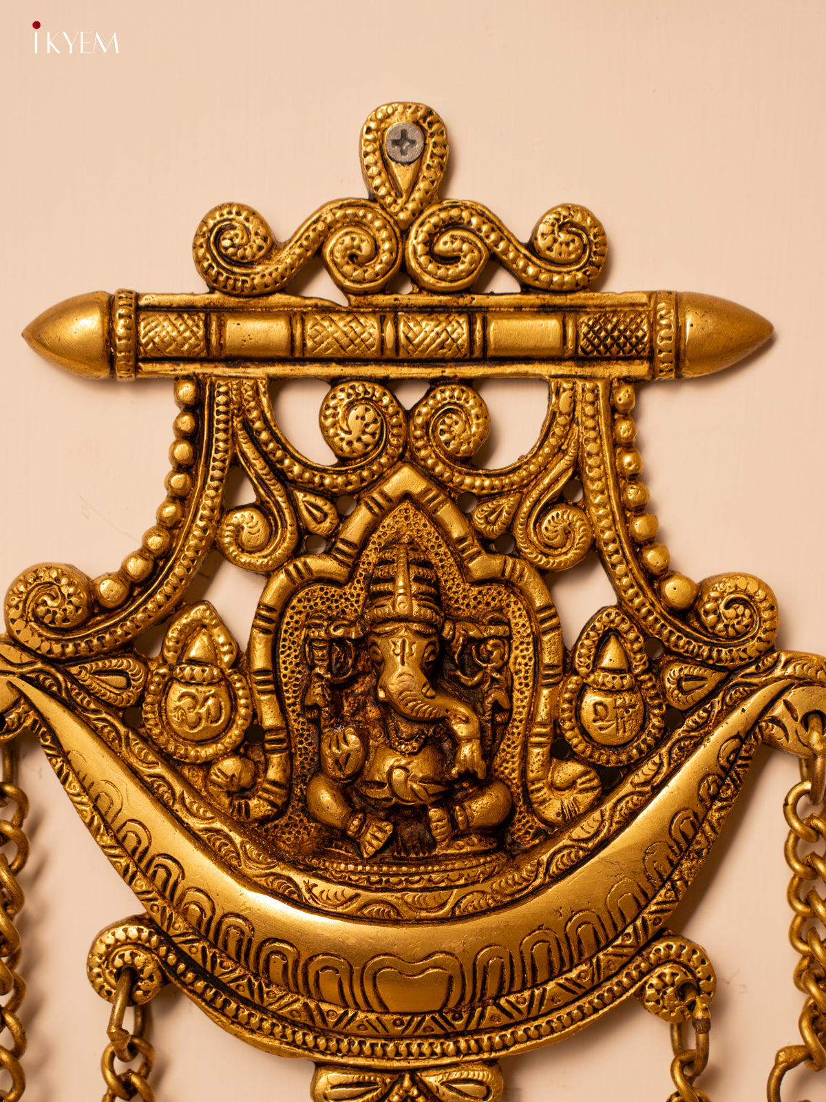 Brass Ganesha Wall Hanging with Bells - KK26165