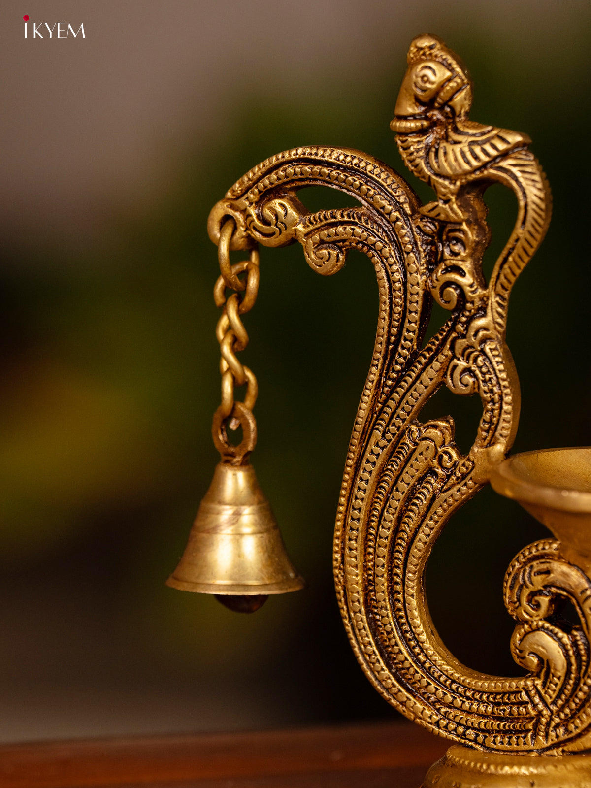 Brass Peacock Diya with Bell - KK26168