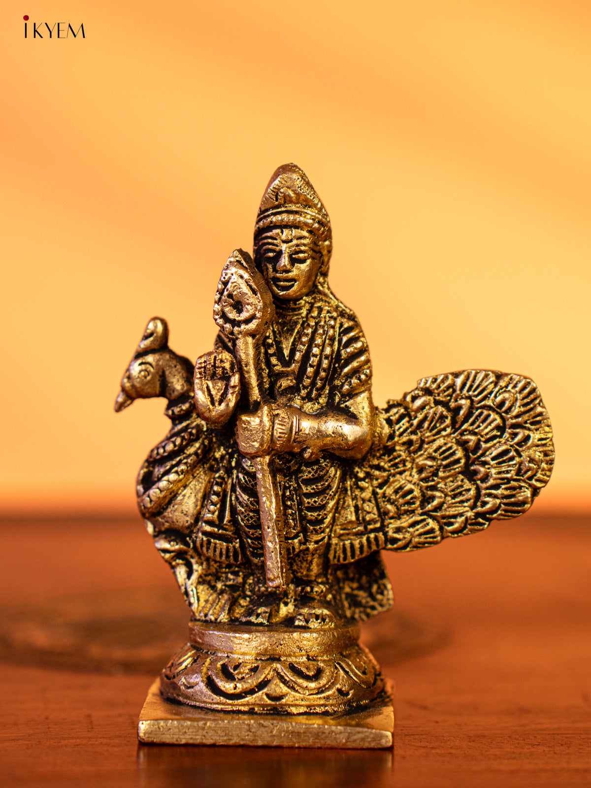 Brass Murugar With Peacock Idol - KK26179