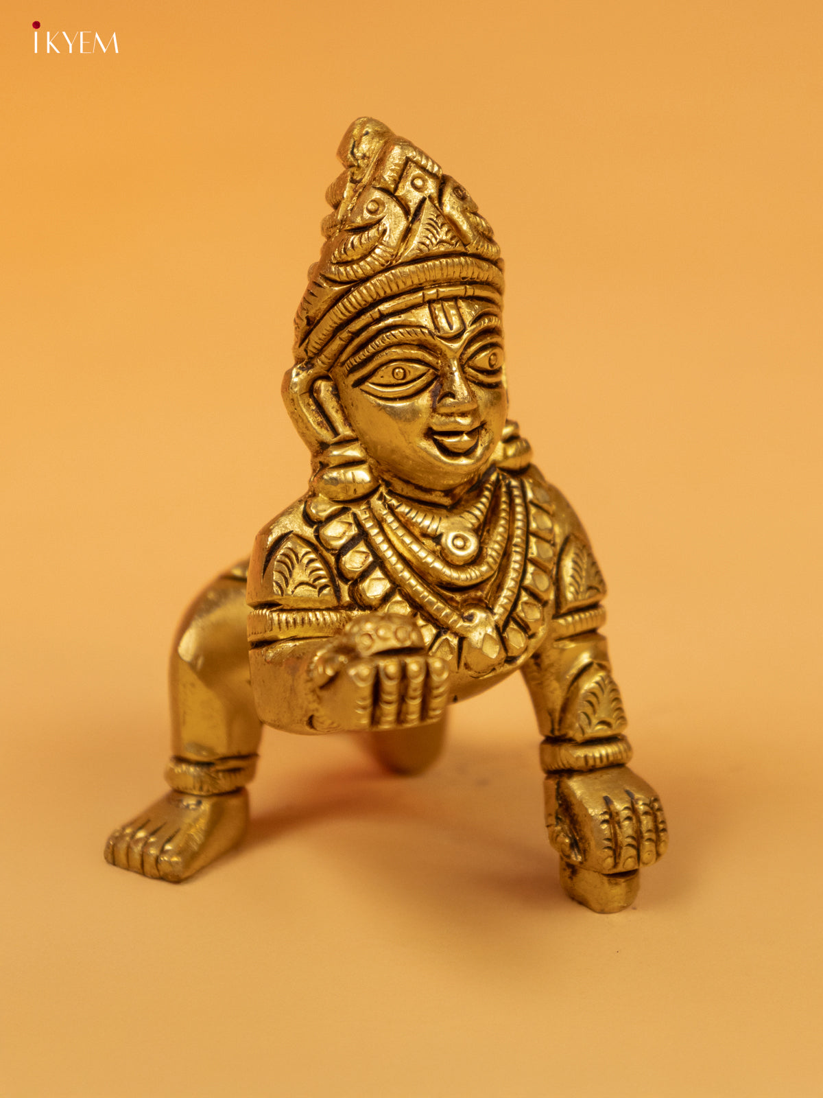 Brass Krishna With Laddu Idol