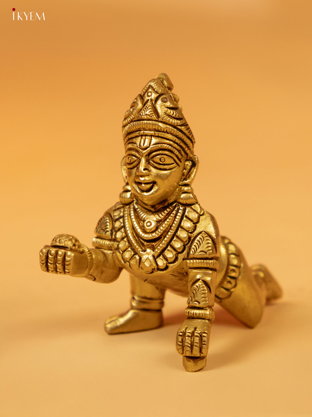 Brass Krishna With Laddu Idol