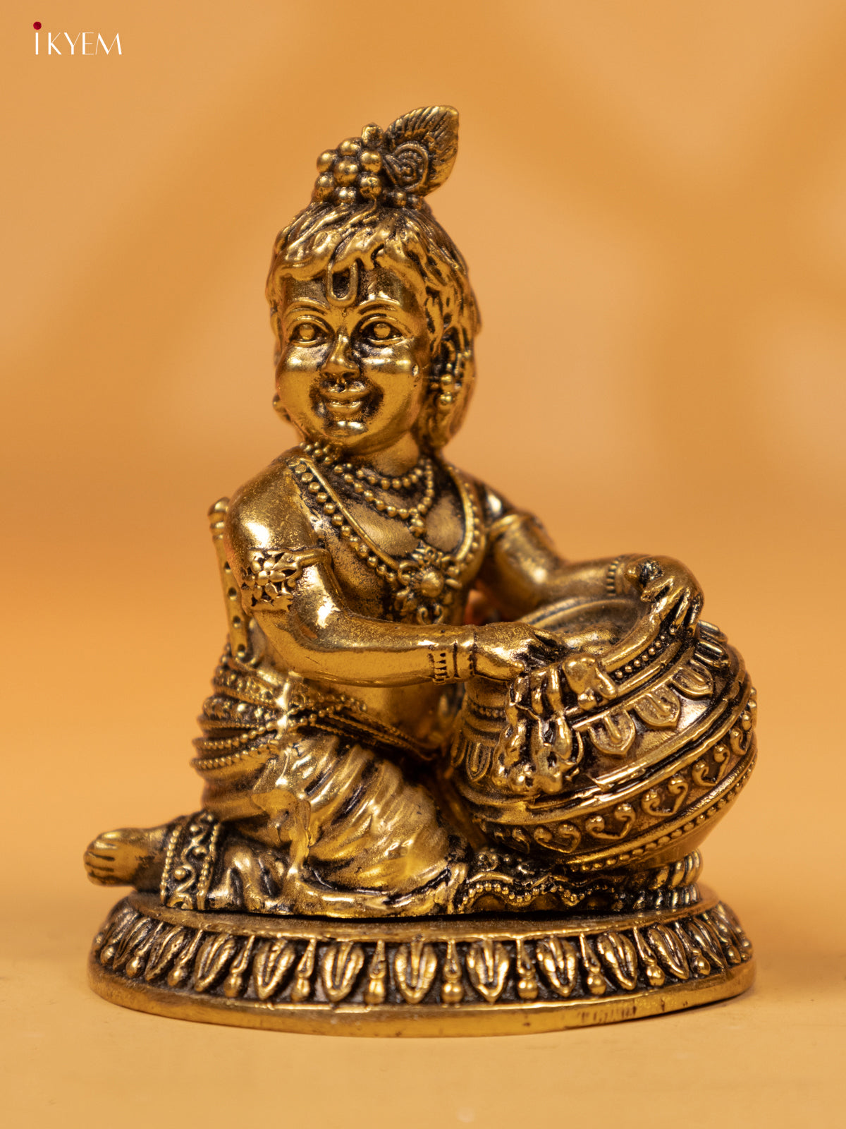 Brass Matki Krishna 4 Inch - KK26223