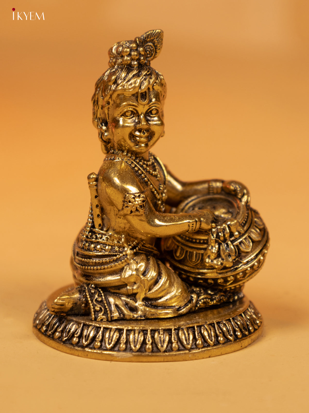 Brass Matki Krishna 4 Inch - KK26223