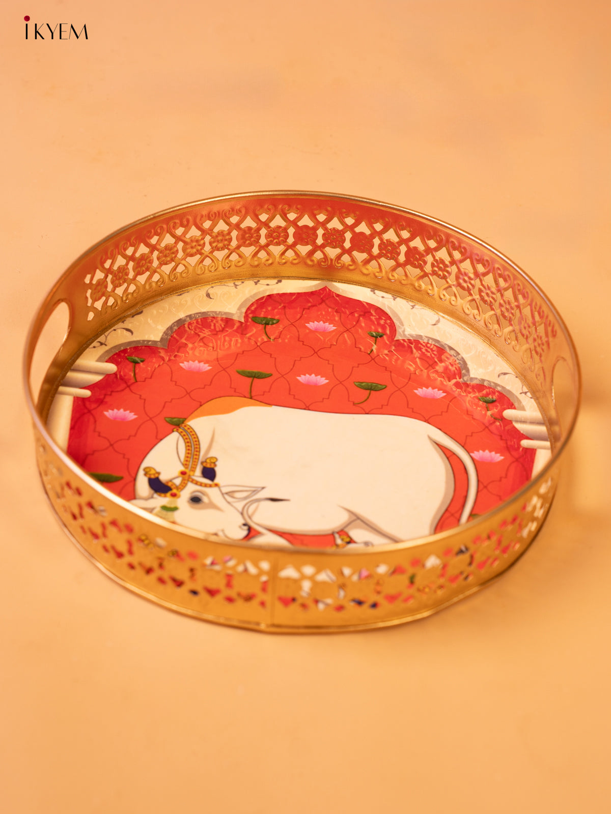 Digital Printed Pichwai Tray - Red - KK26234