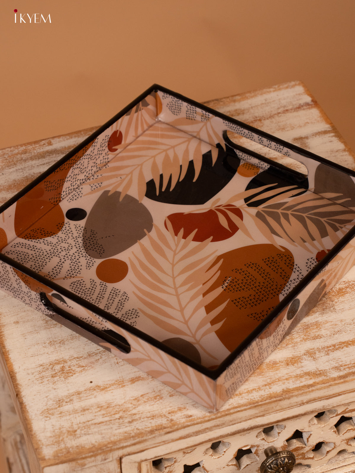 Digital Printed Square Tray (10x10) - Brown Leaf  - KL03117