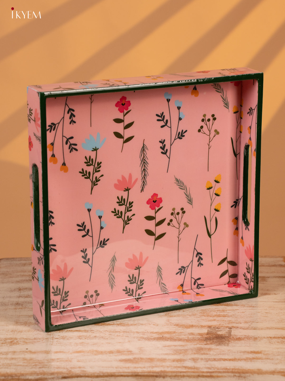 Digital Printed Square Tray (10x10) - Floral Pink - KL03120