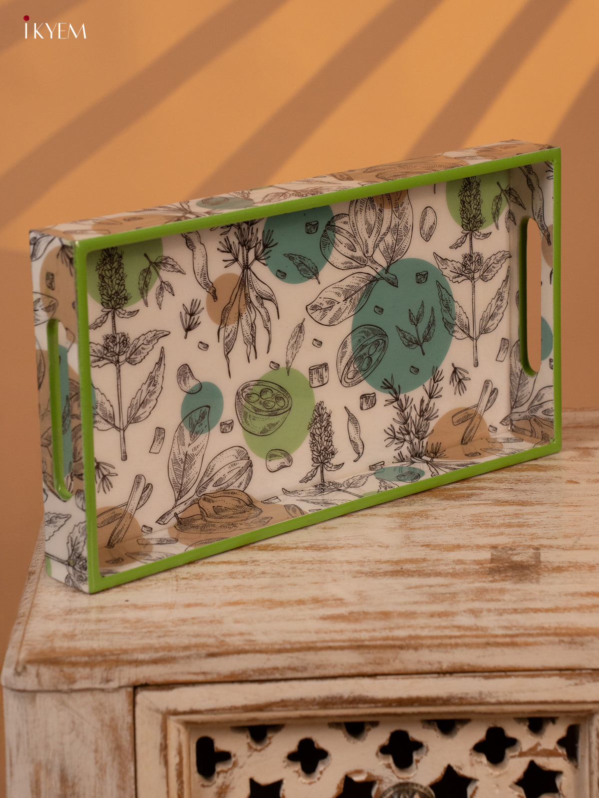 Digital Printed Tray - Medium (13x7) - Green Floral - KL03125