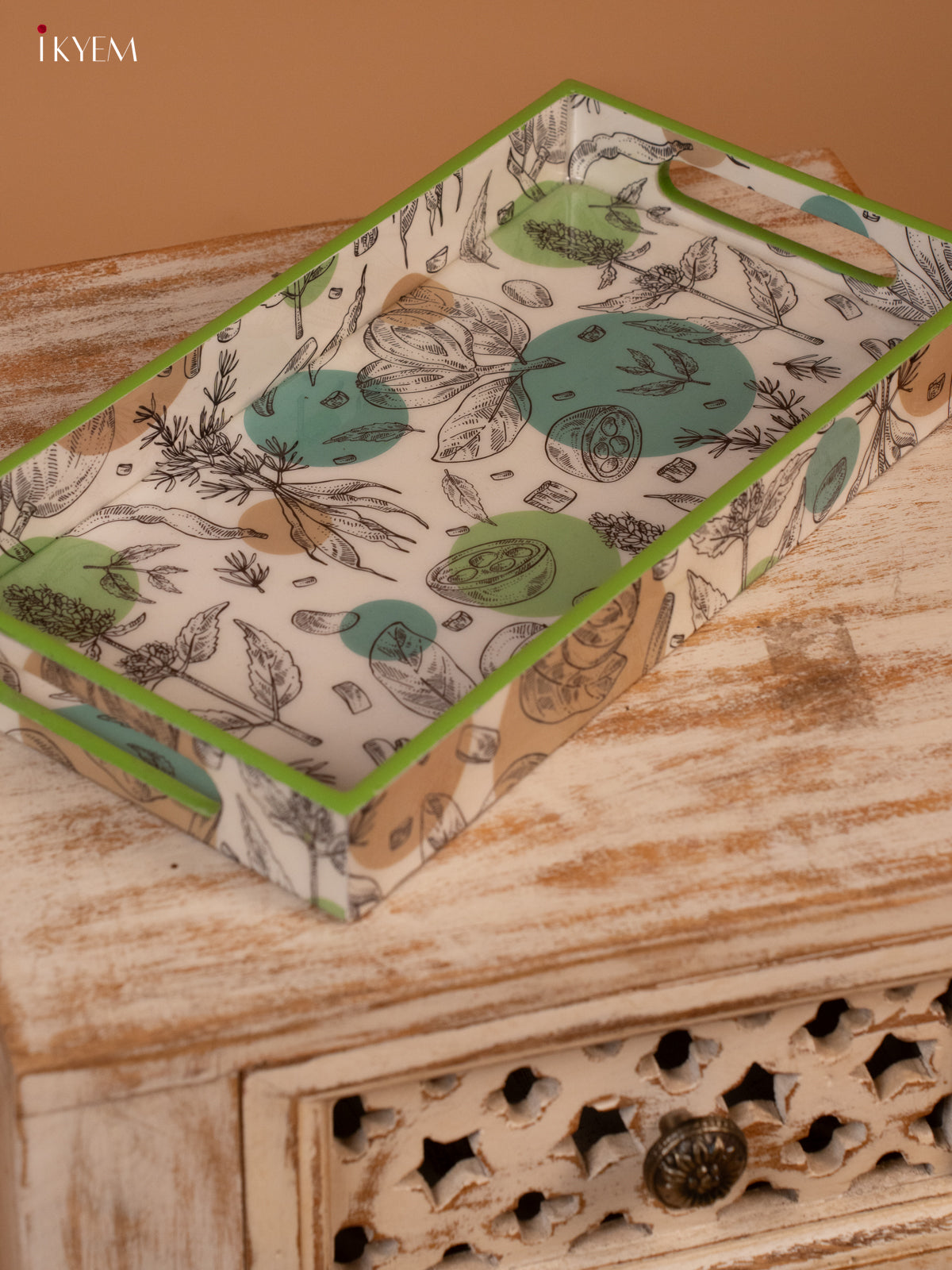 Digital Printed Tray - Medium (13x7) - Green Floral - KL03125