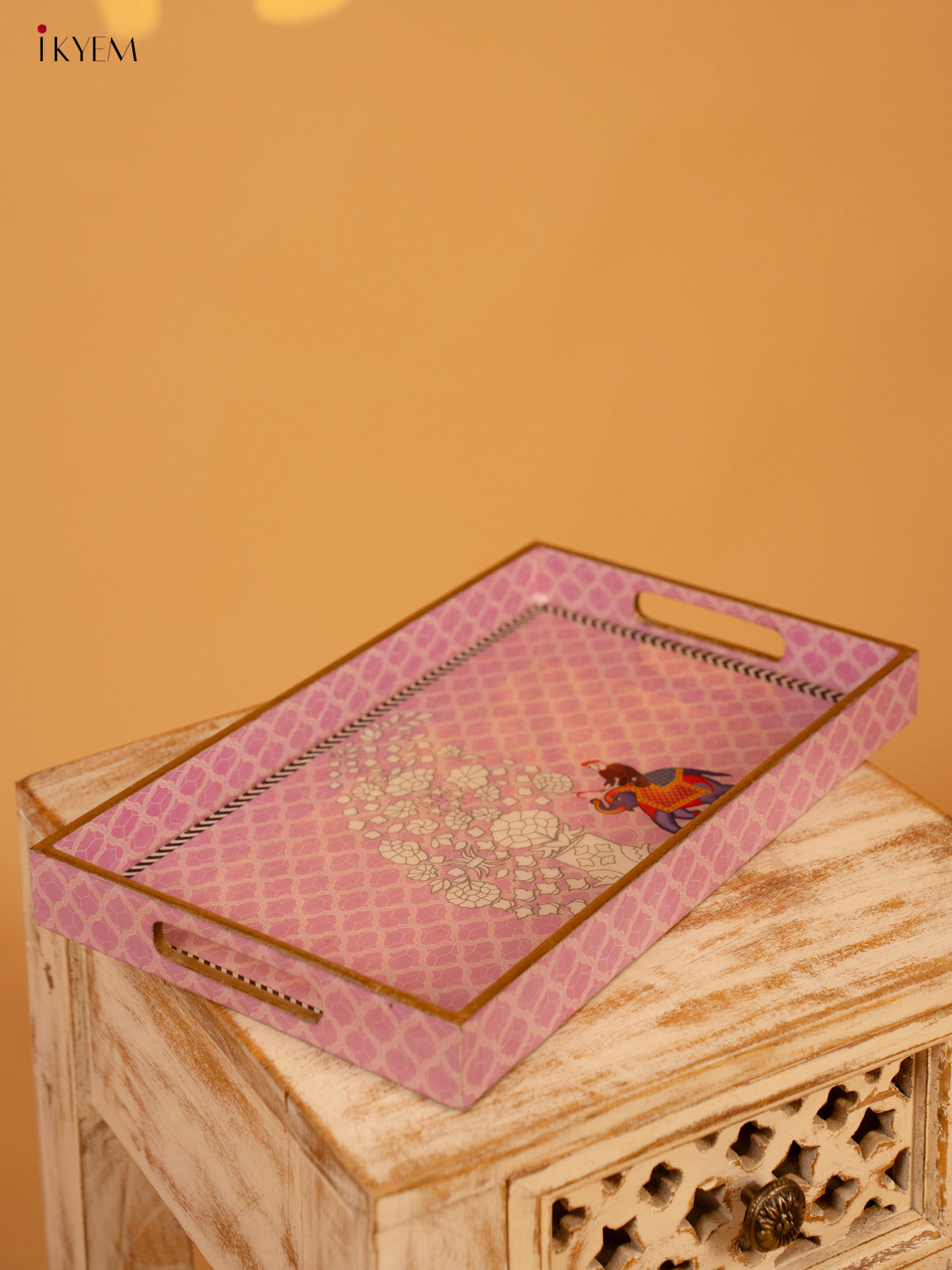 Digital Printed Tray - Large (15x9) - Pink Elephant