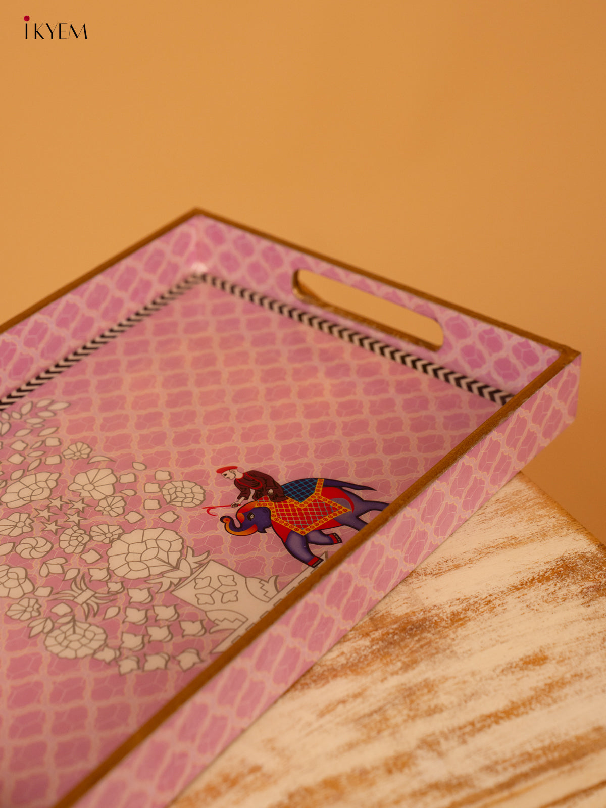 Digital Printed Tray - Large (15x9) - Pink Elephant