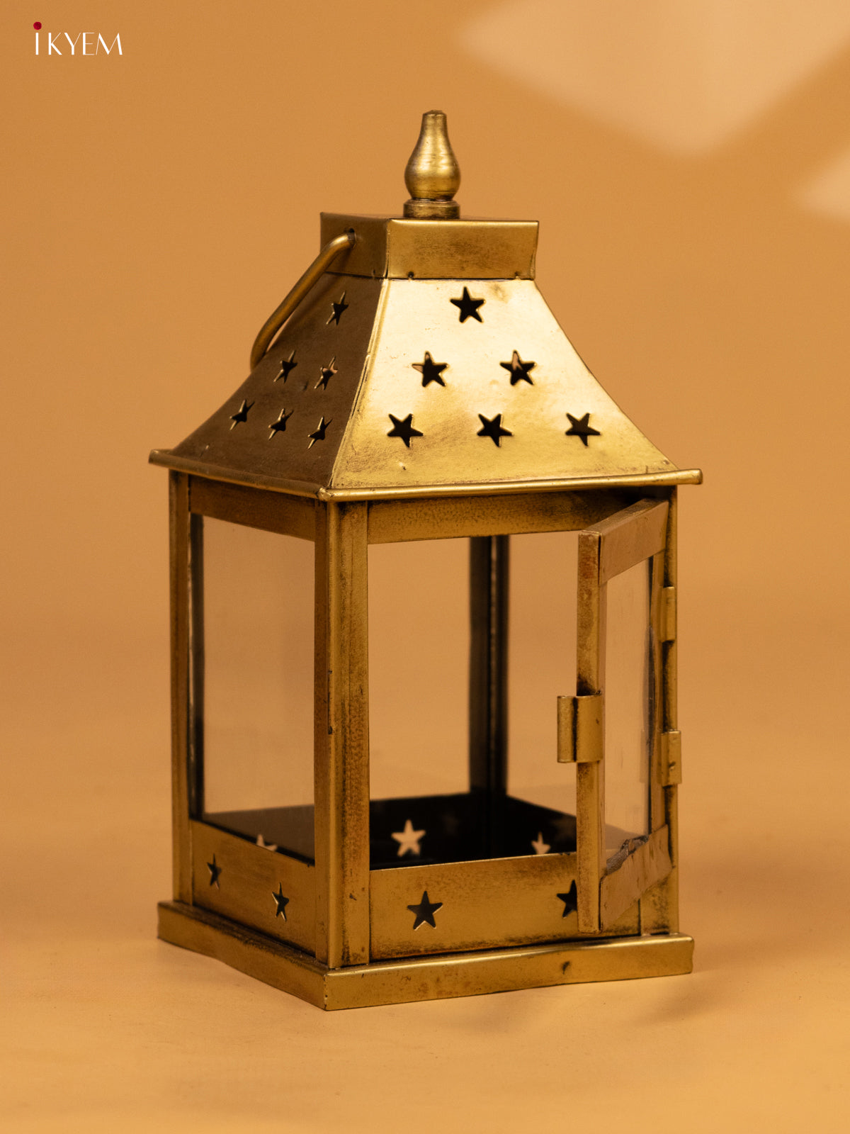 Metal Glass Lantern - Small- 9.5 Inch - KL04119