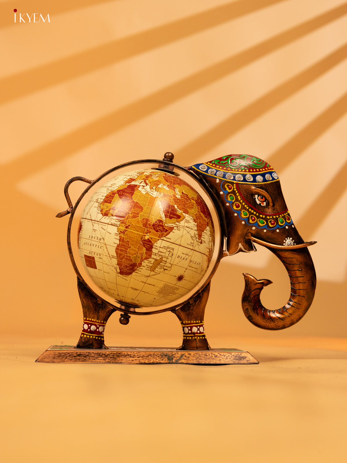 Metal Decorative Elephant Globe - Small