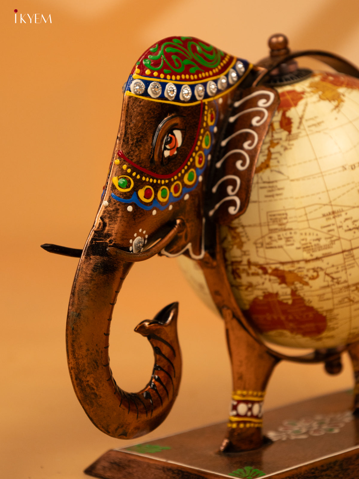 Metal Decorative Elephant Globe - Small