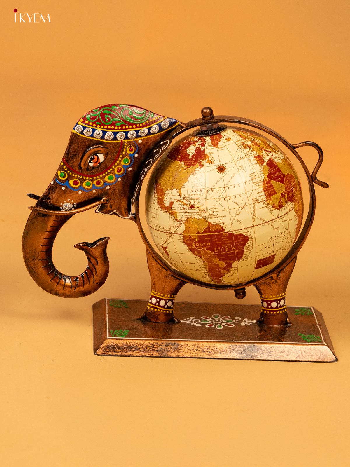 Metal Decorative Elephant Globe - Small