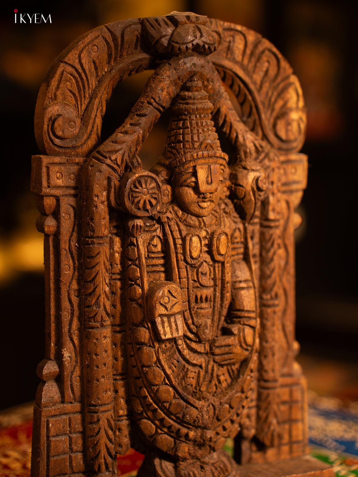 Wooden Hand Carved Tirupati Balaji Panel - KL05111