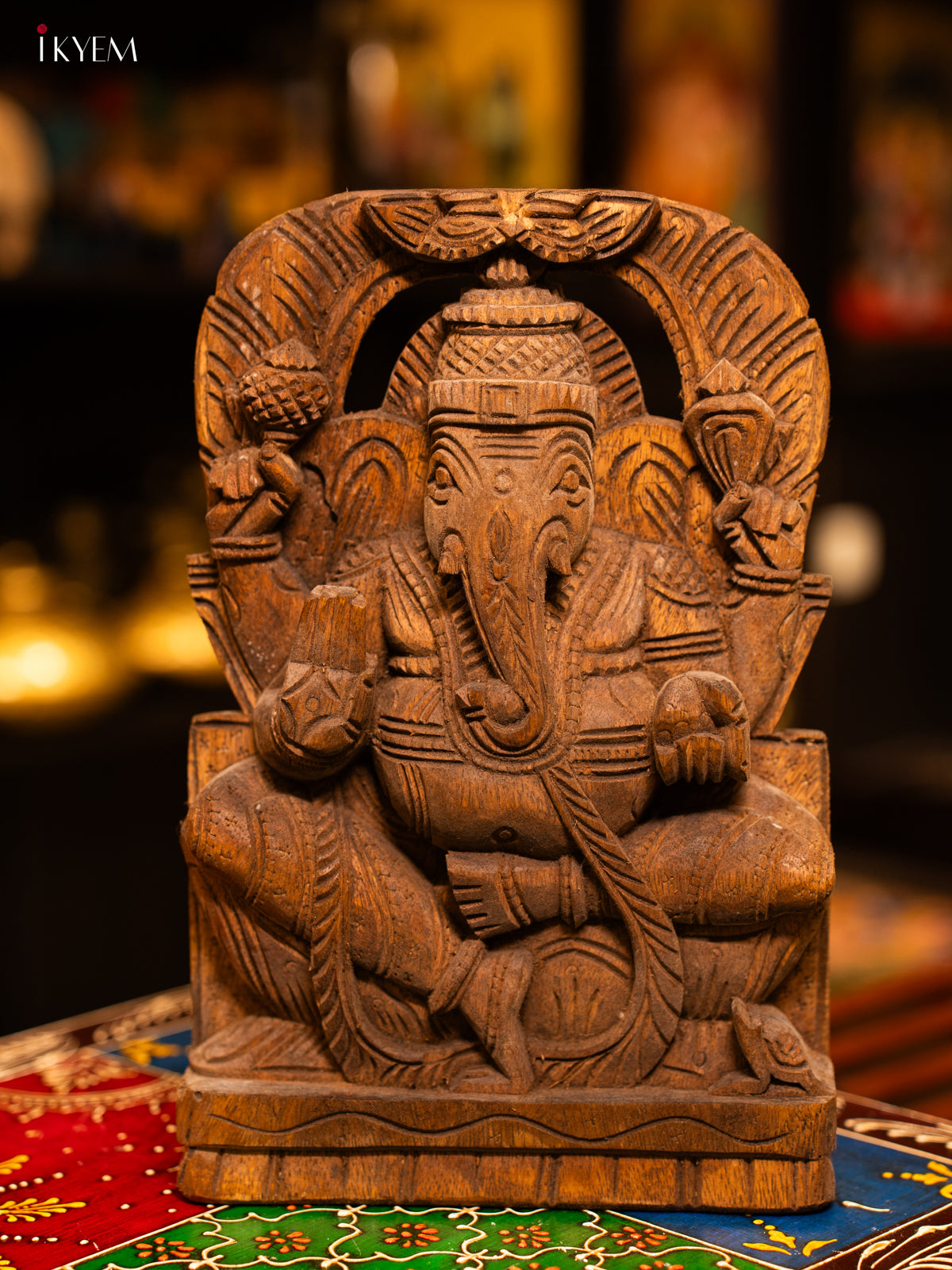 Wooden Hand Carved Ganesh Panel - KL05112