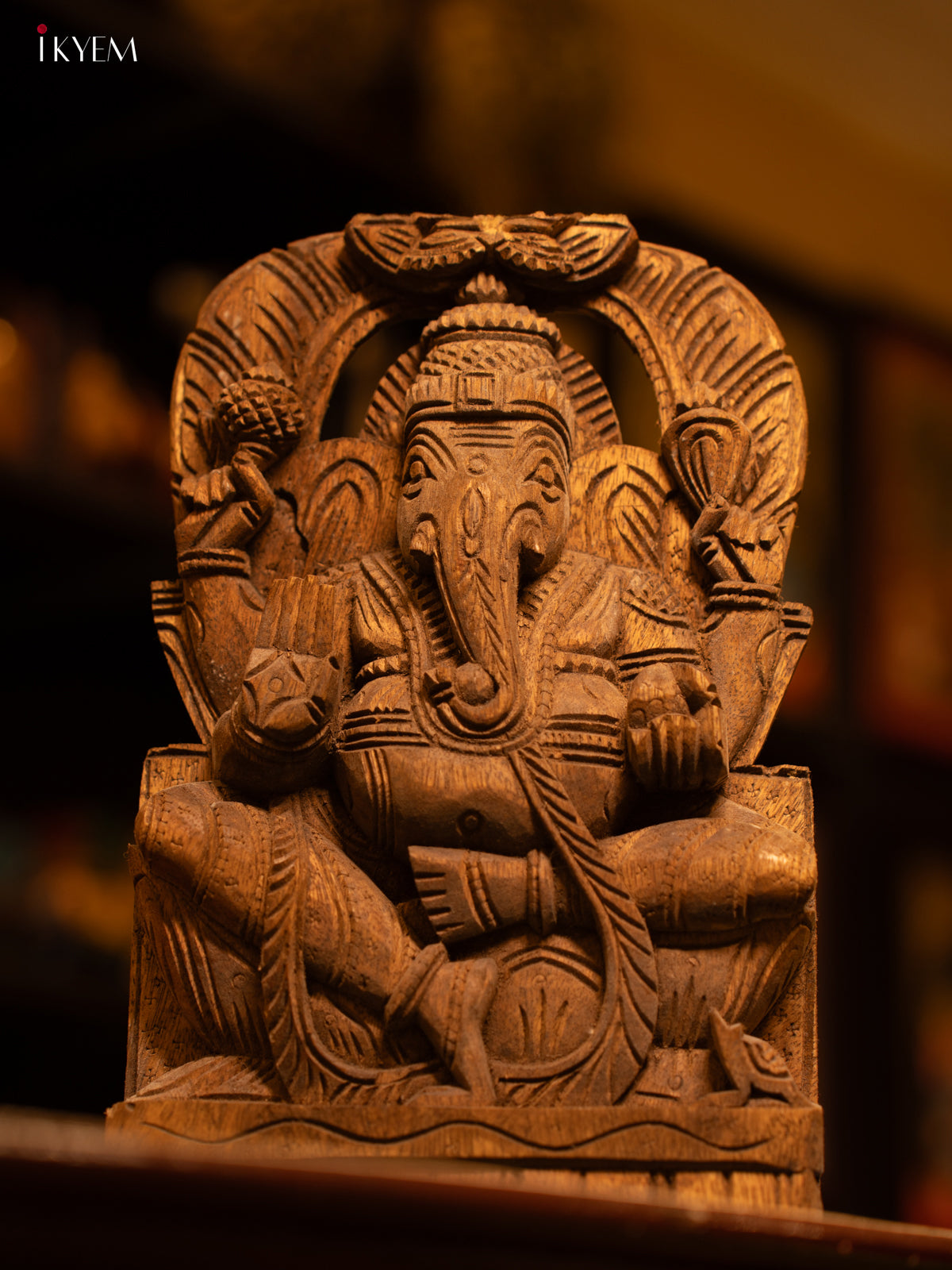 Wooden Hand Carved Ganesh Panel - KL05112