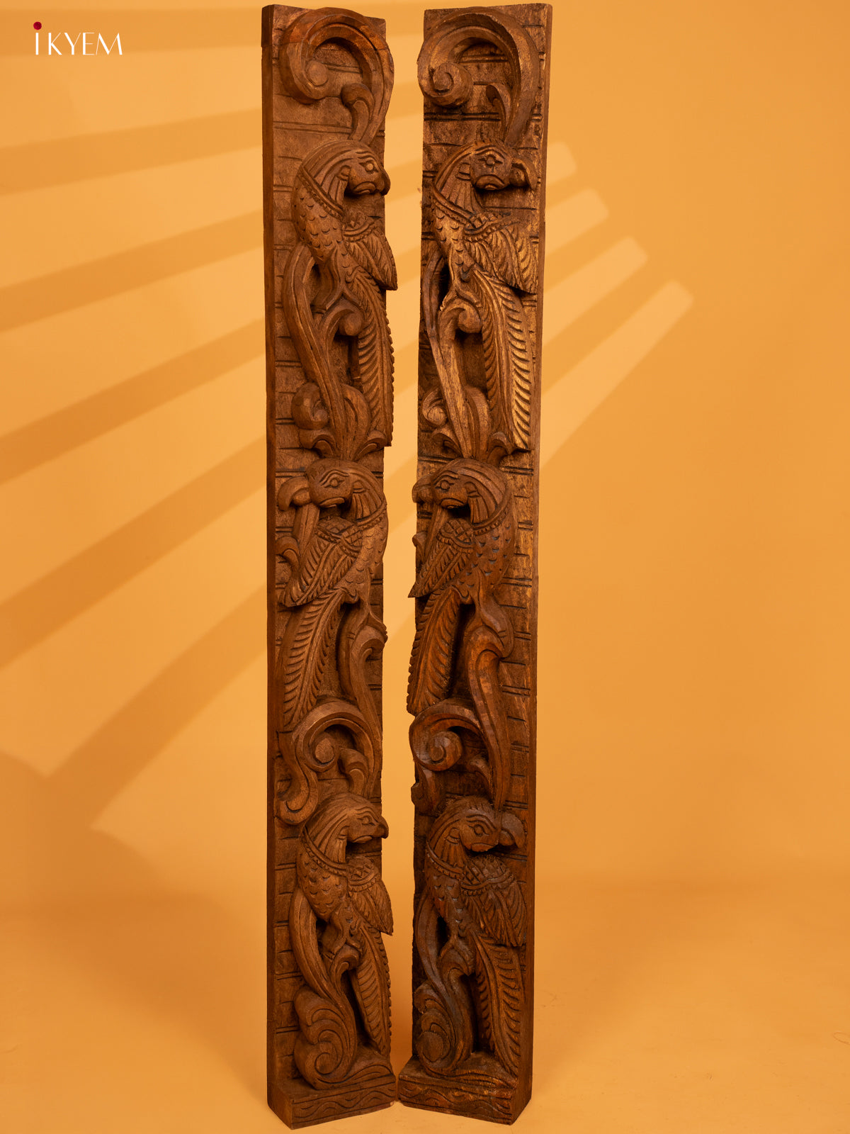 Hand Carved Wooden Yazhi Bracket - Peacock (4x2x36) - KL10111