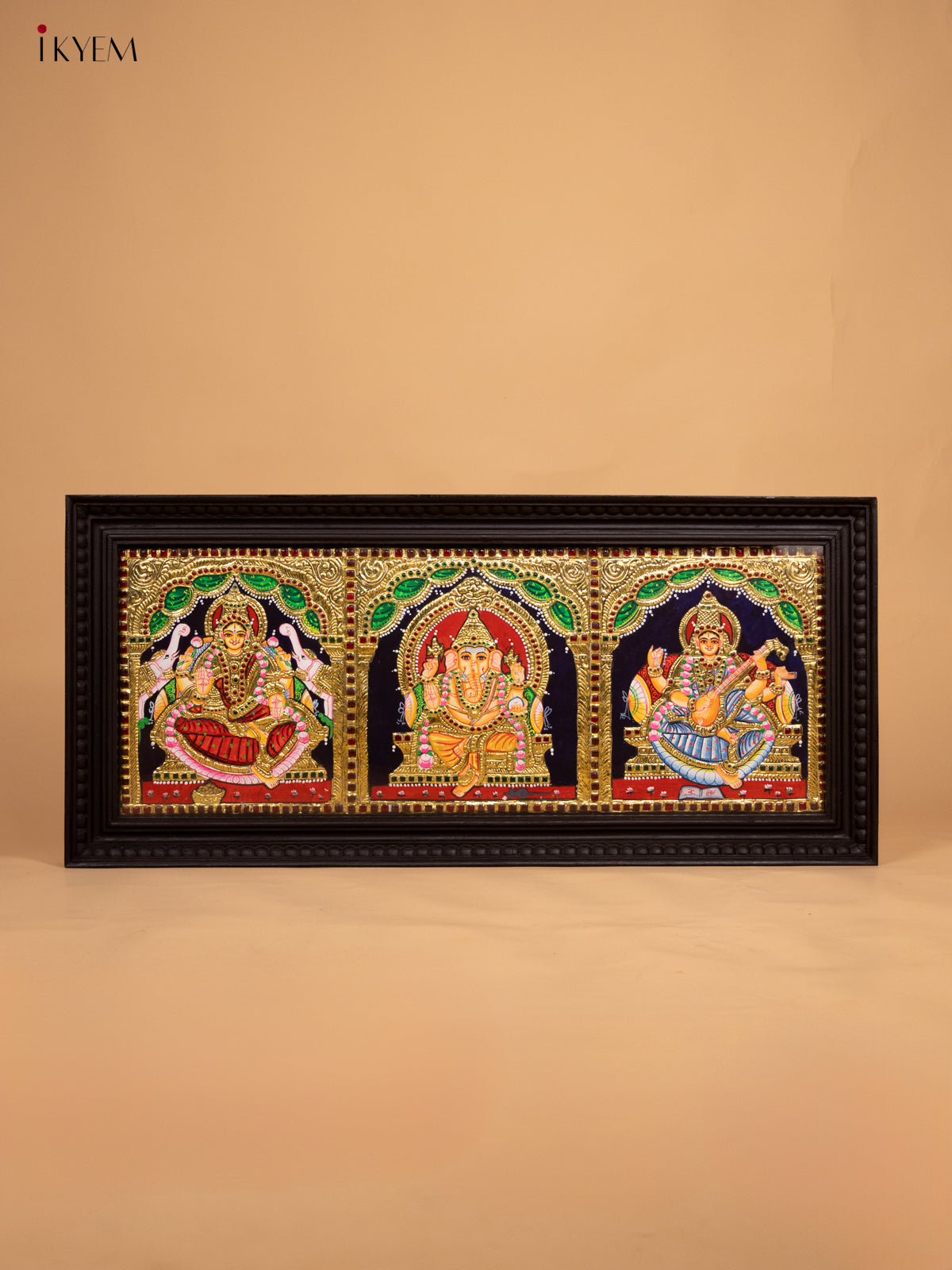 GajaLakshmi Ganesha Saraswathi-Tanjore Panting(15x33x1.5) - KL11113