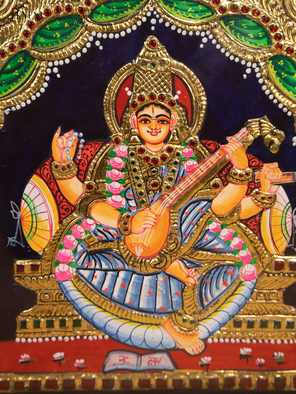 GajaLakshmi Ganesha Saraswathi-Tanjore Panting(15x33x1.5) - KL11113