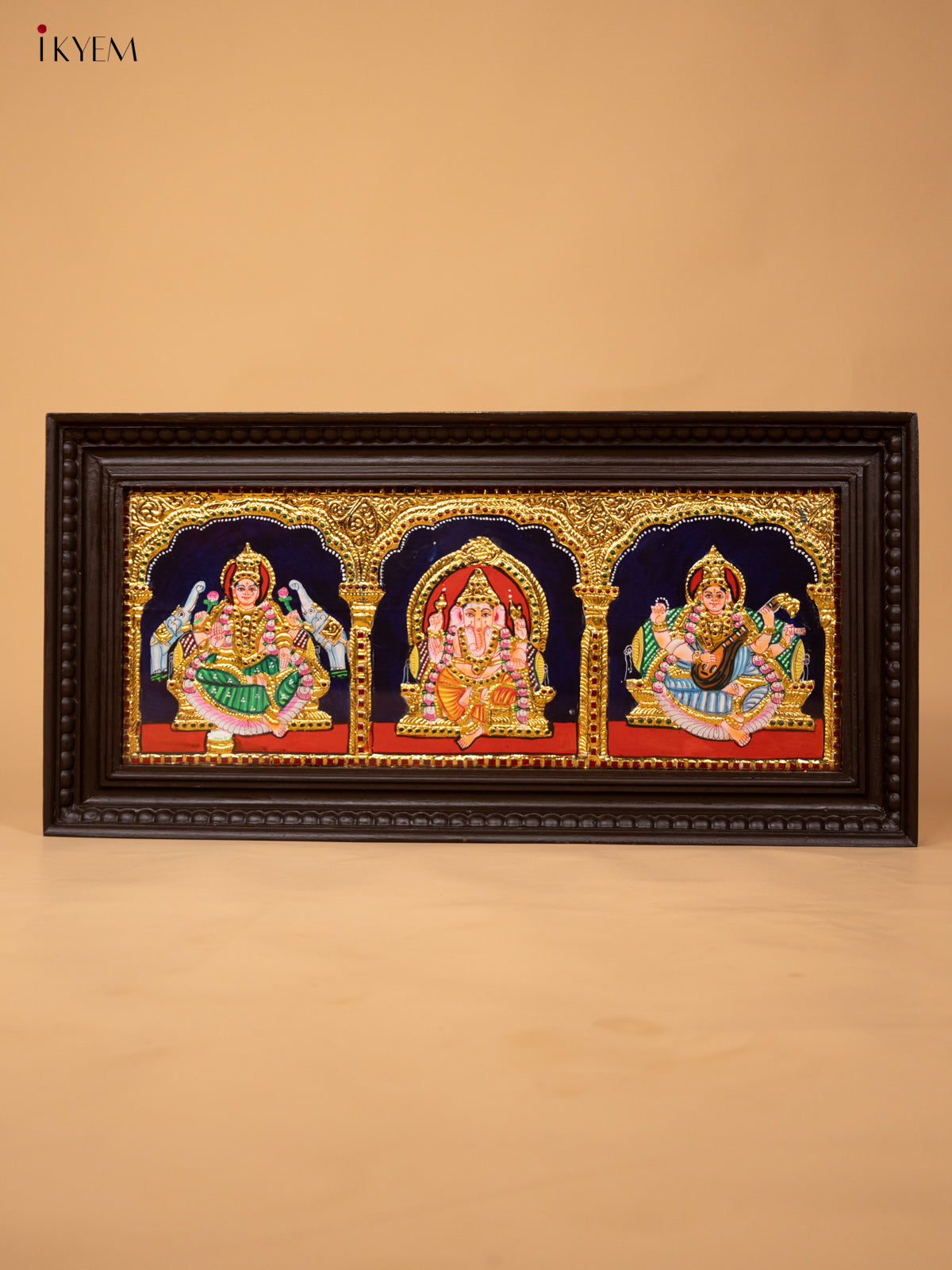 Lakshmi Ganesha Saraswati-Tanjore Panting(19x23x1.5)-KL11115