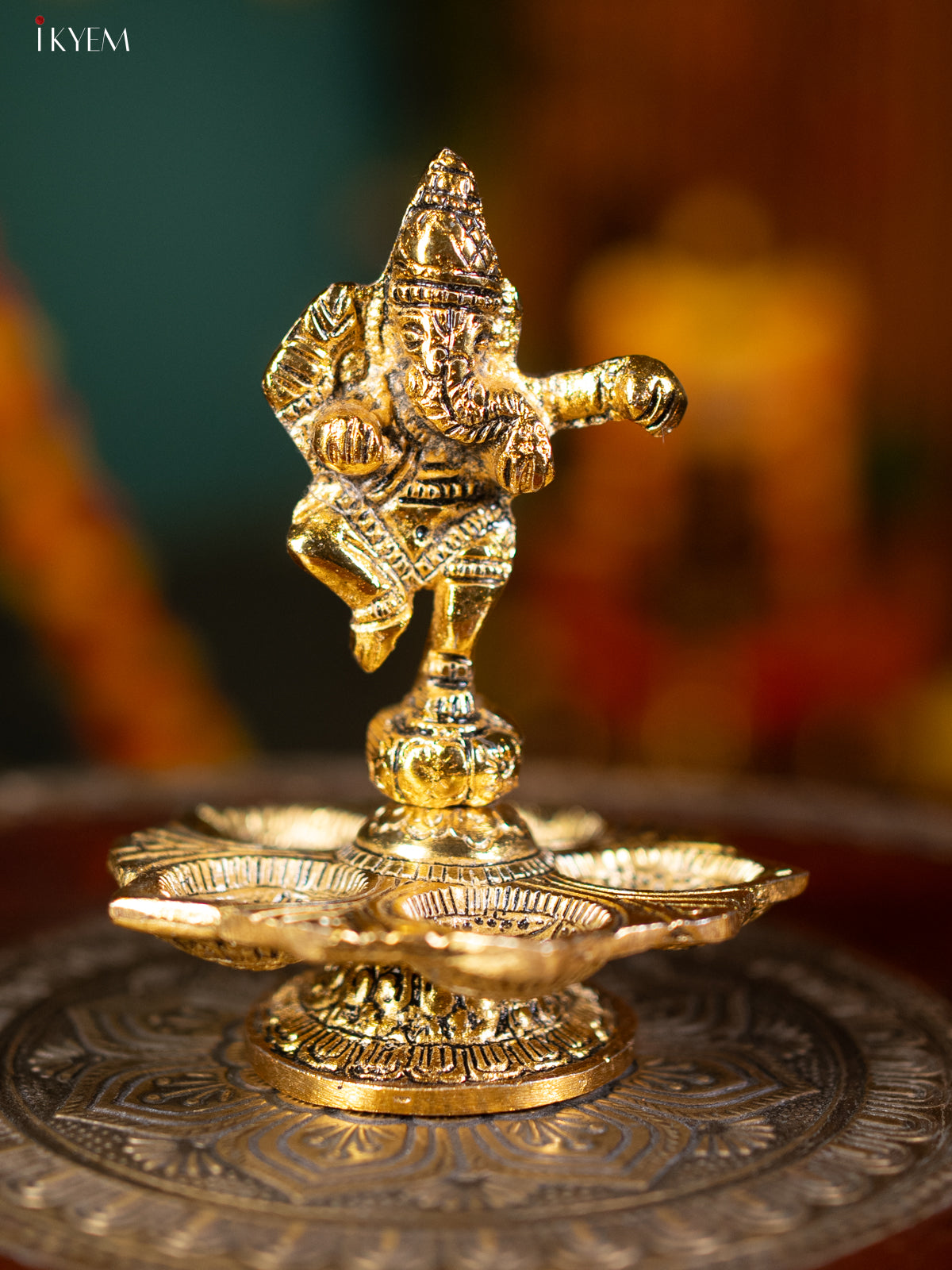 Gold Ganesha 5-face Diya - KL13116