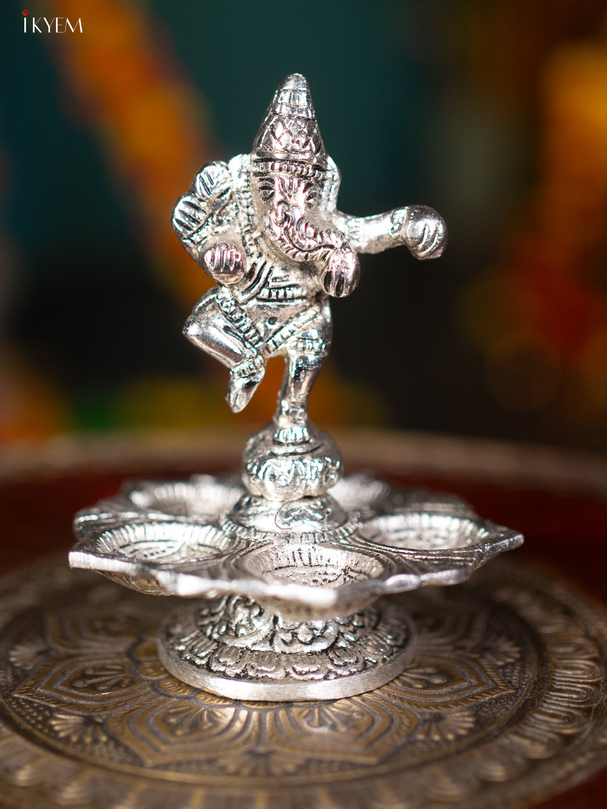 Silver Ganesha 5-face Diya - KL13117